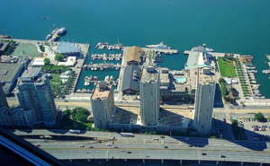 CN Tower - Ariel view of Toronto Harbourfront Centre