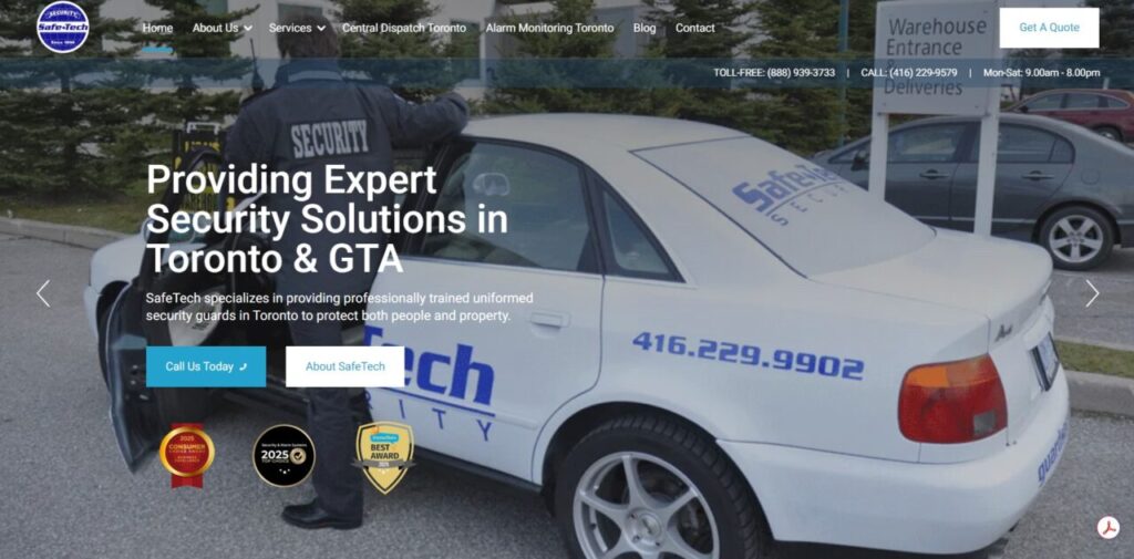 SafeTech Security Guards homepage