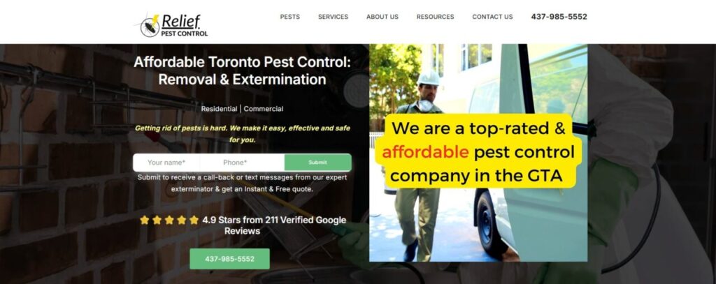 relief pest control homepage